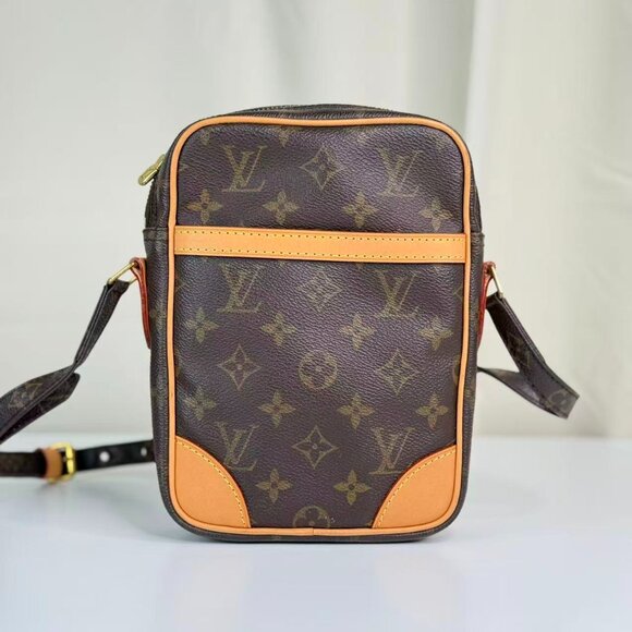 Louis Vuitton Monogram Canvas Crossbody Bag Brown & Beige Trimmed - Picture 1 of 8